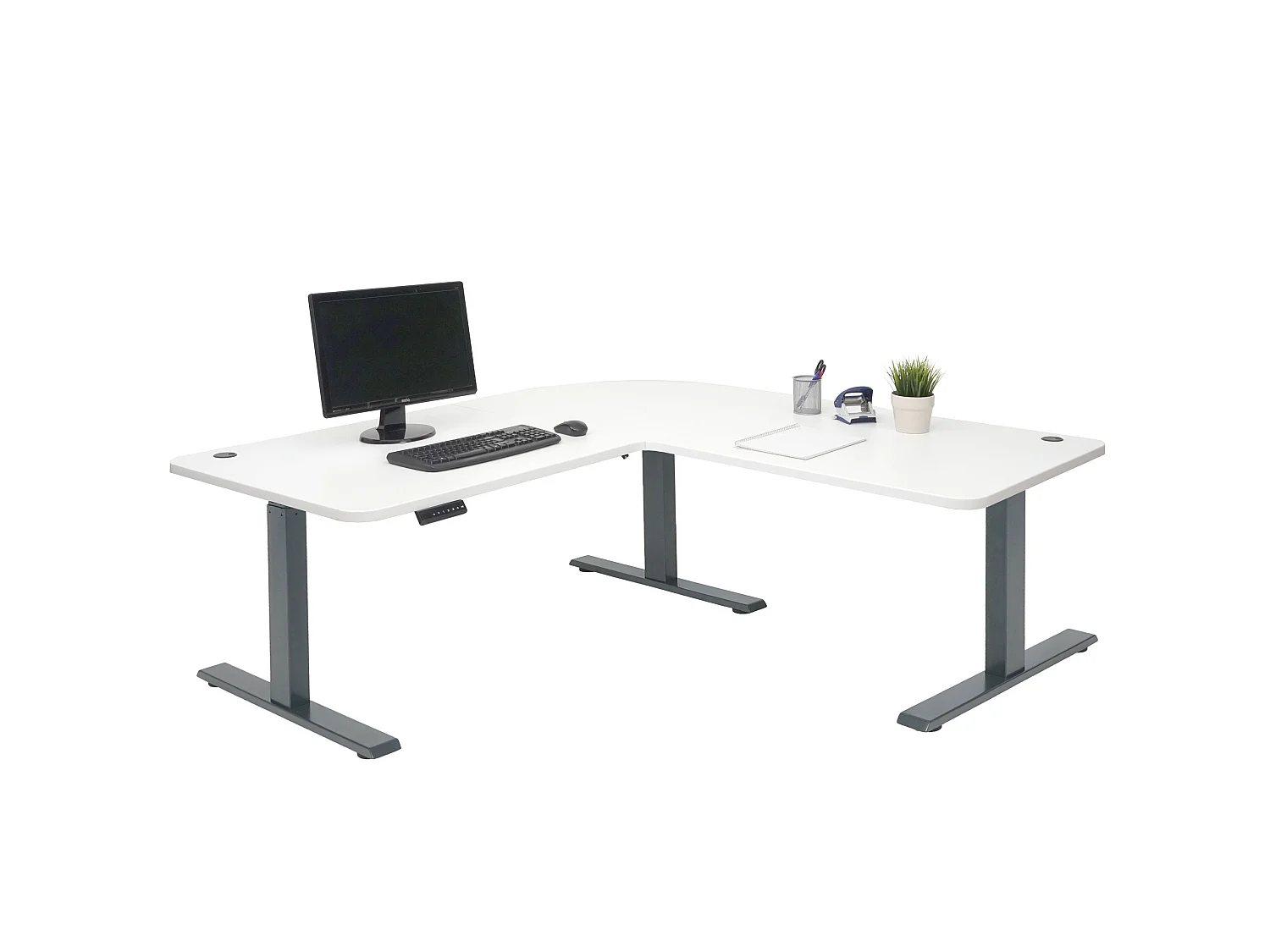 Eck-Schreibtisch MCW-D40, Weiß, anthrazit-grau
