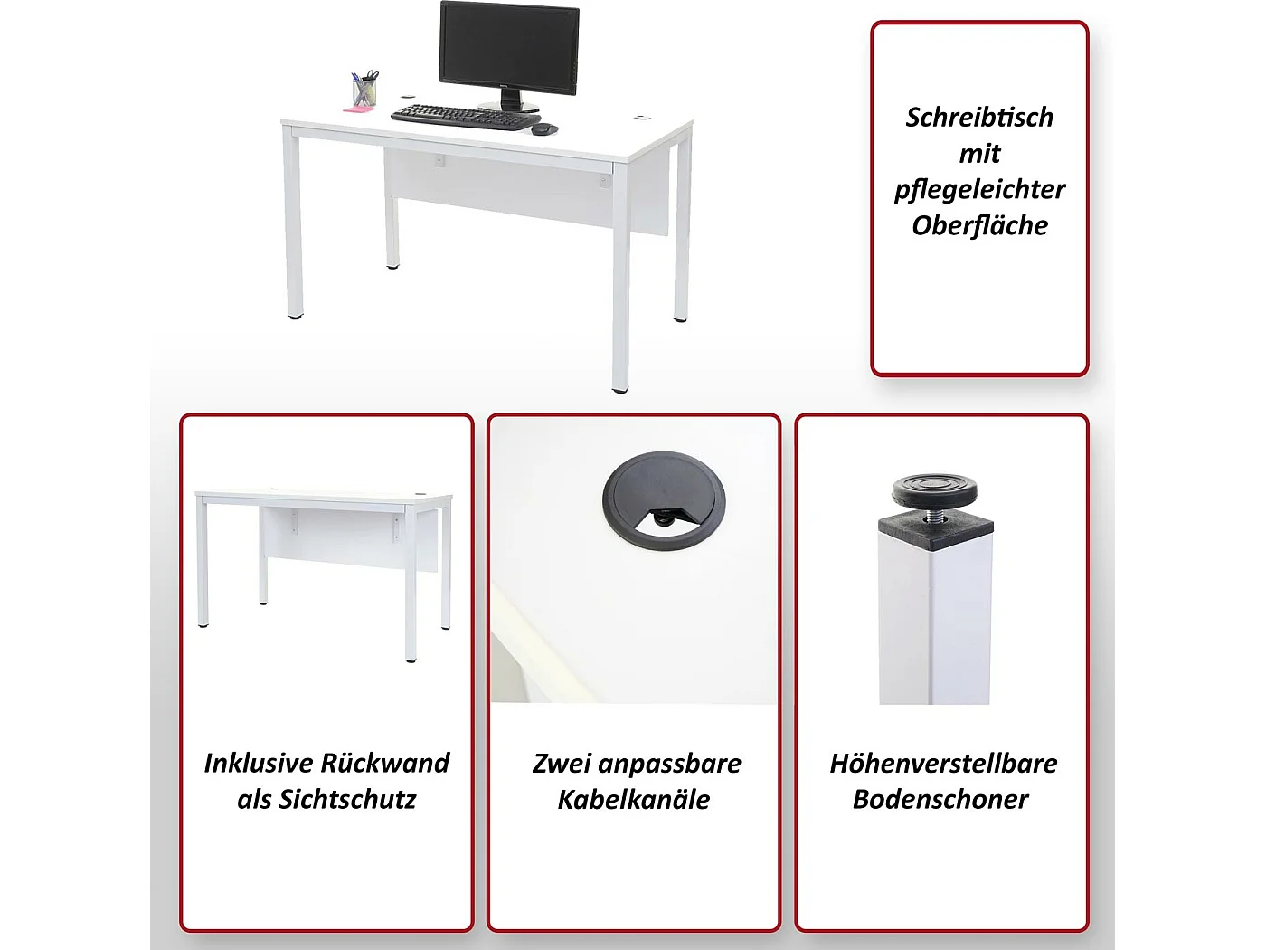 Scrivania ufficio studio MCW-E94 MDF rivestimento melaminico nero