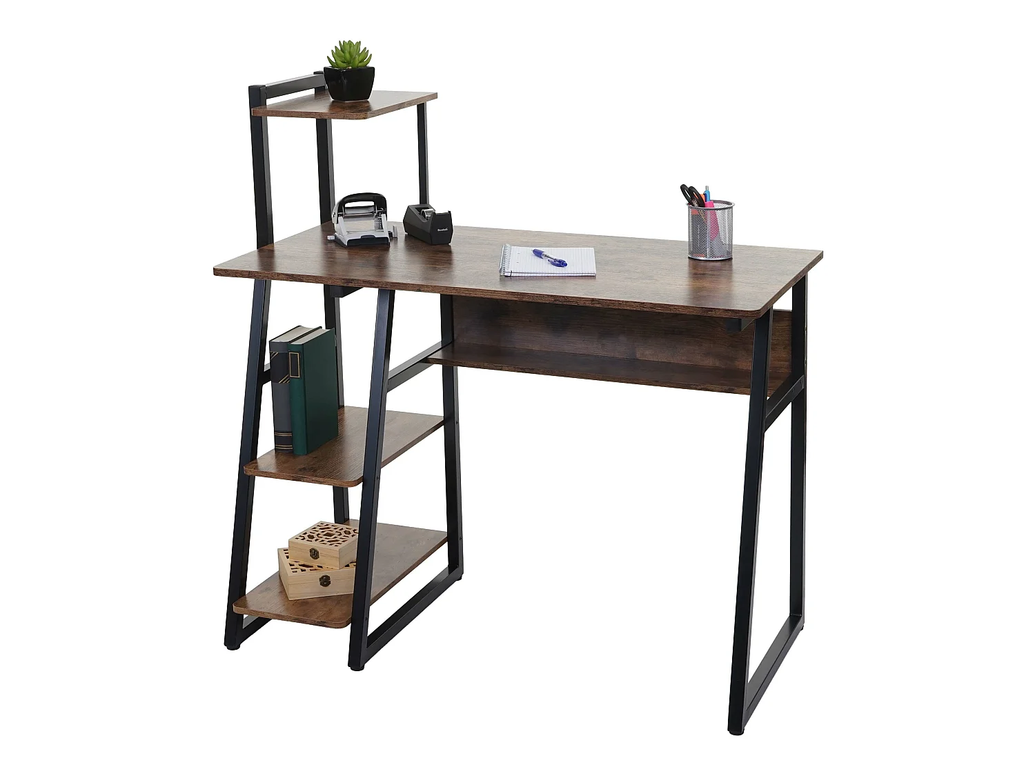 Bureau avec étagère MCW-K68,  brun
