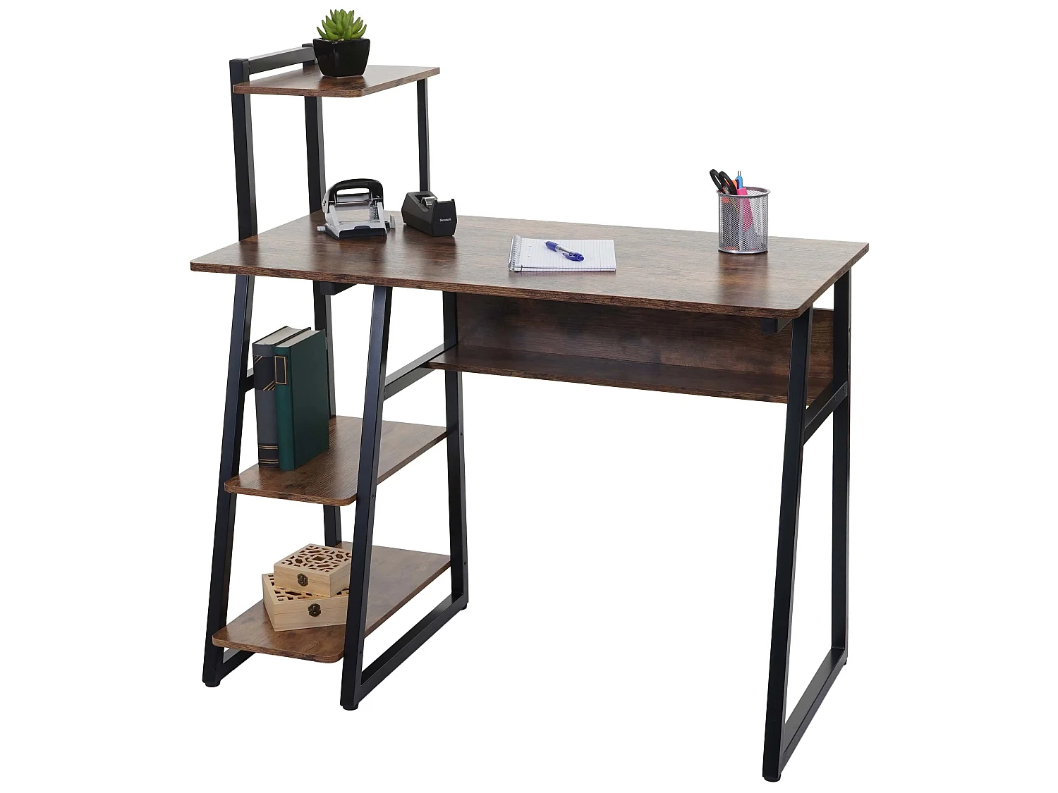 Bureau avec étagère MCW-K68,  brun