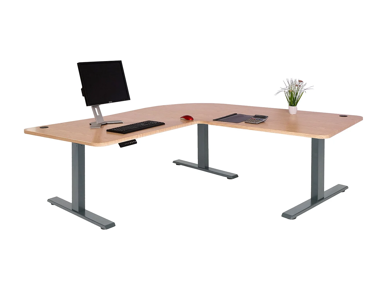 Eck-Schreibtisch MCW-D40, Hellbraun, anthrazit-grau