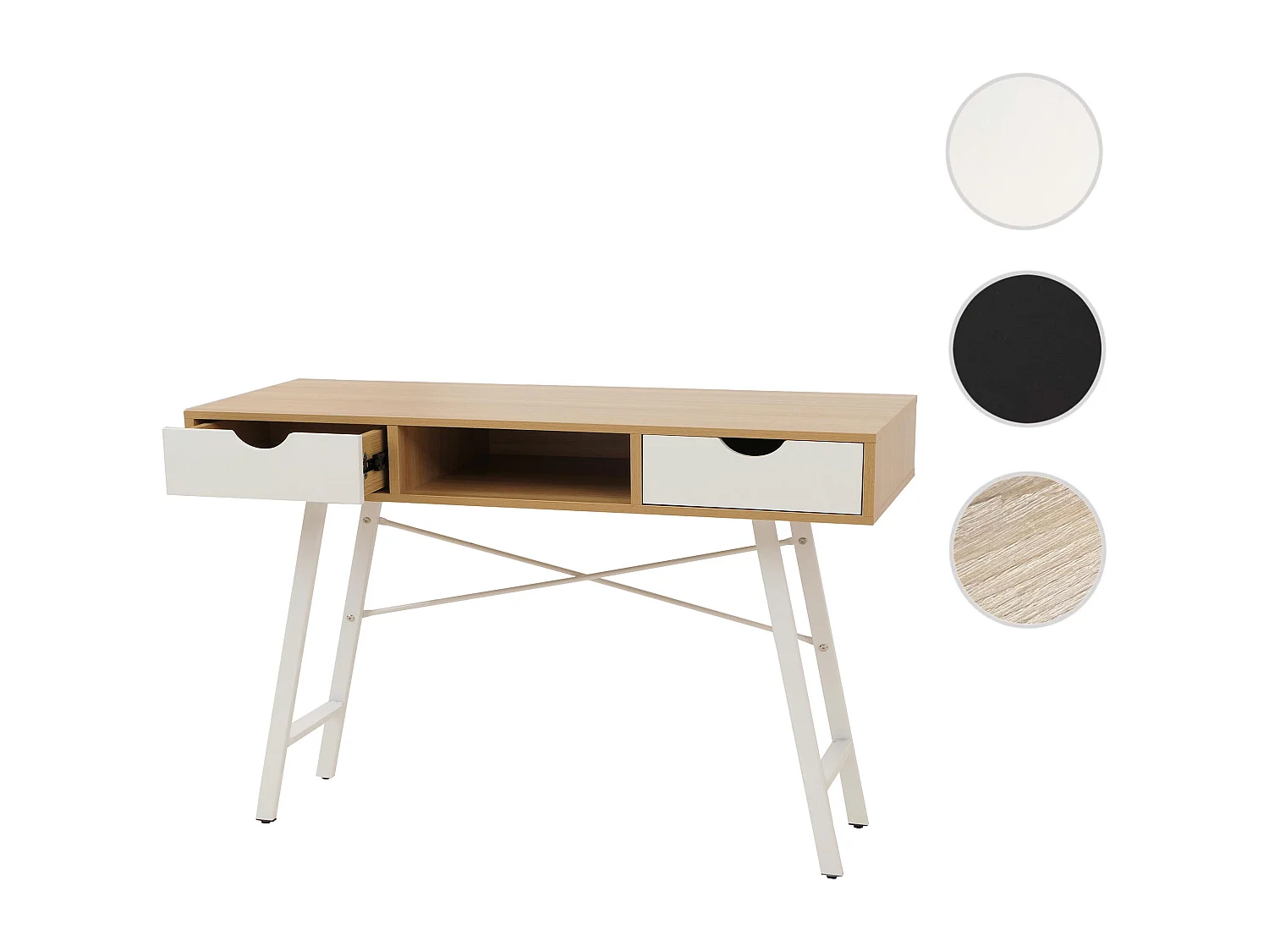Bureau MCW-E92,  brun naturel, blanc