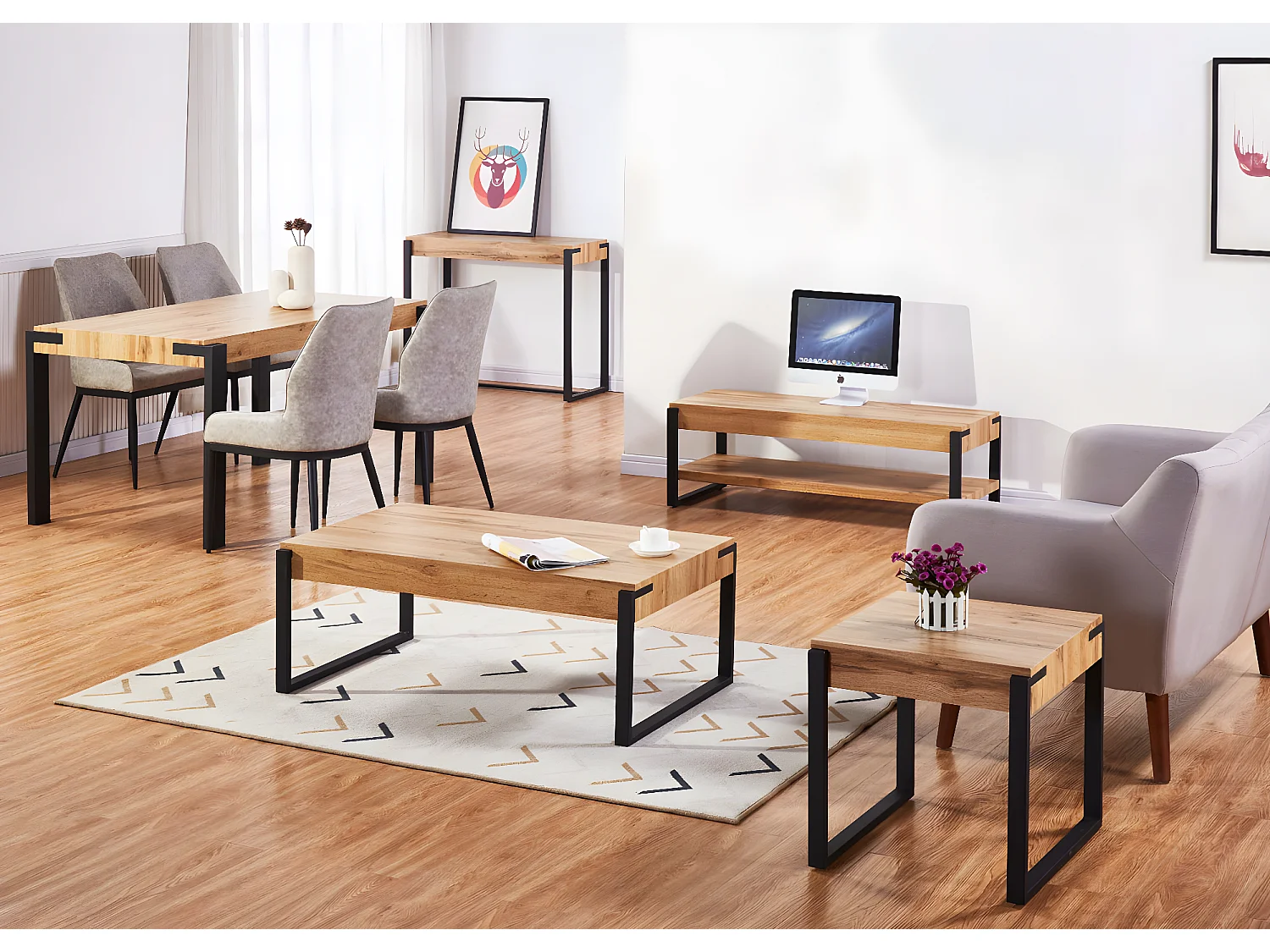 Bureau MCW-L53,  aspect marbre gris