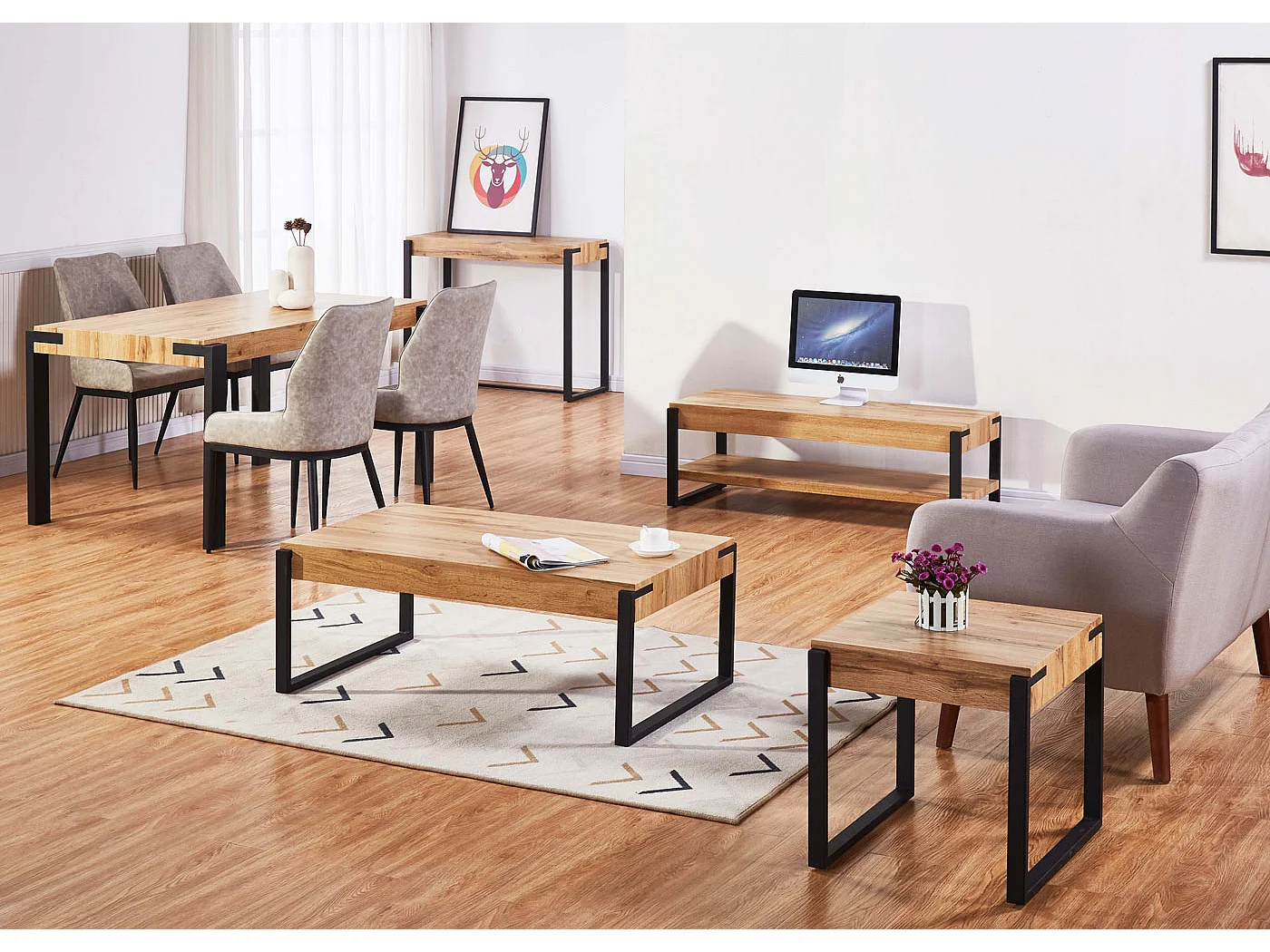 Bureau MCW-L53,  aspect marbre gris