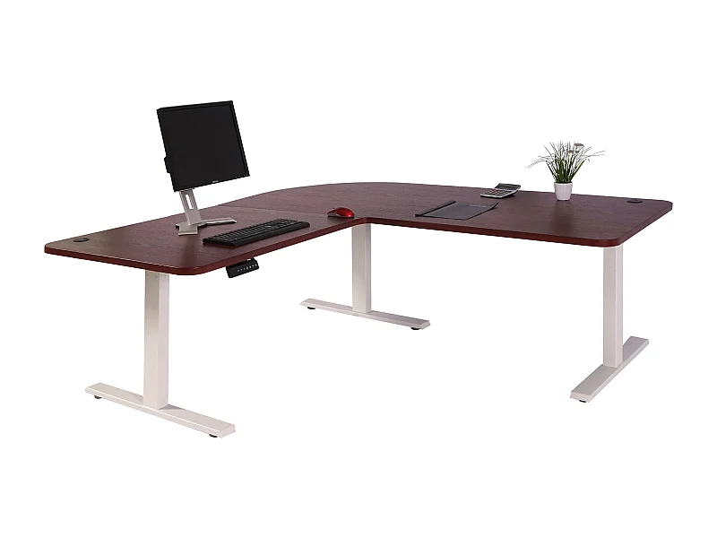 Eck-Schreibtisch MCW-D40, Kirsch-Dekor, weiß