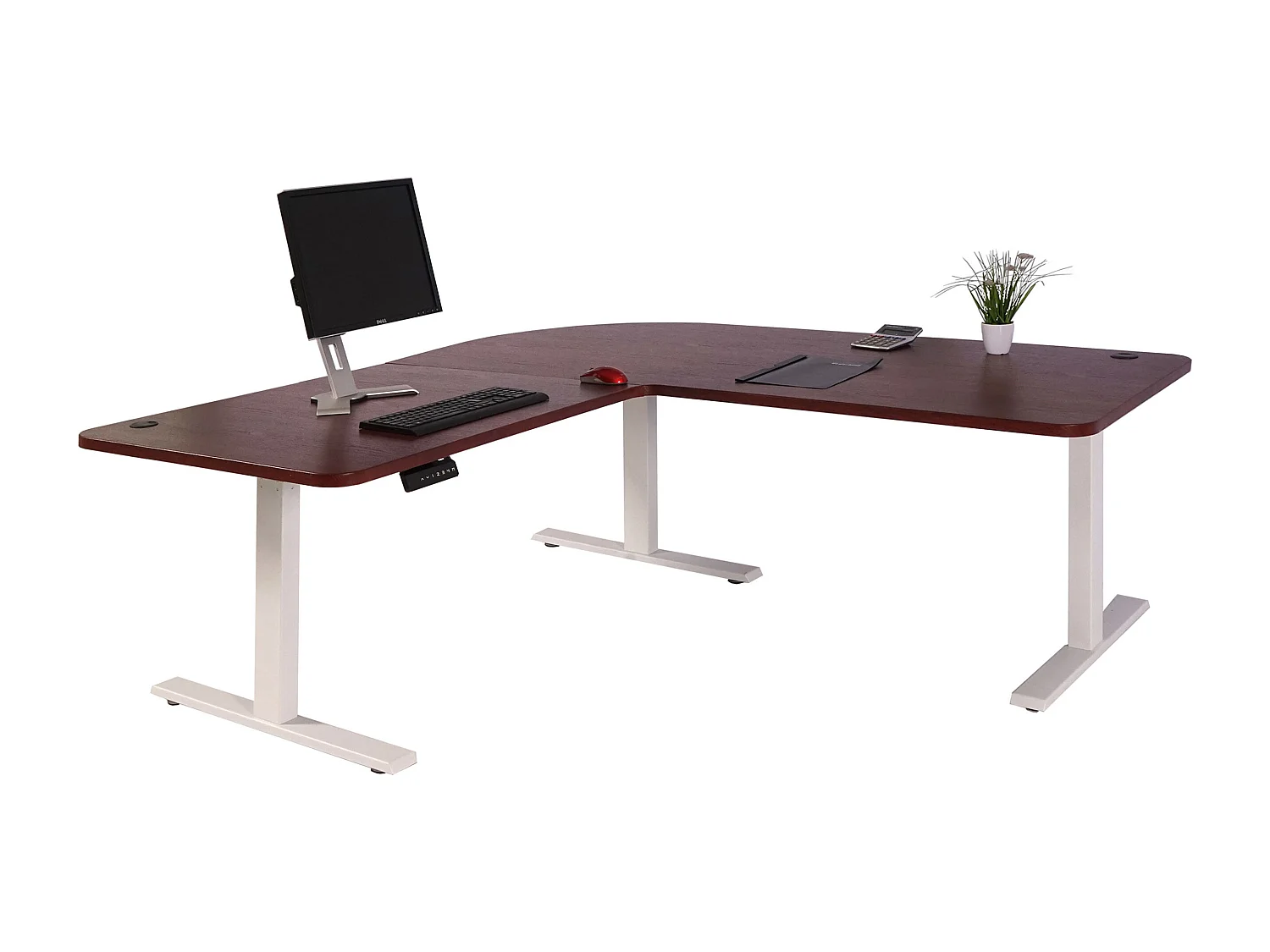 Eck-Schreibtisch MCW-D40, Kirsch-Dekor, weiß