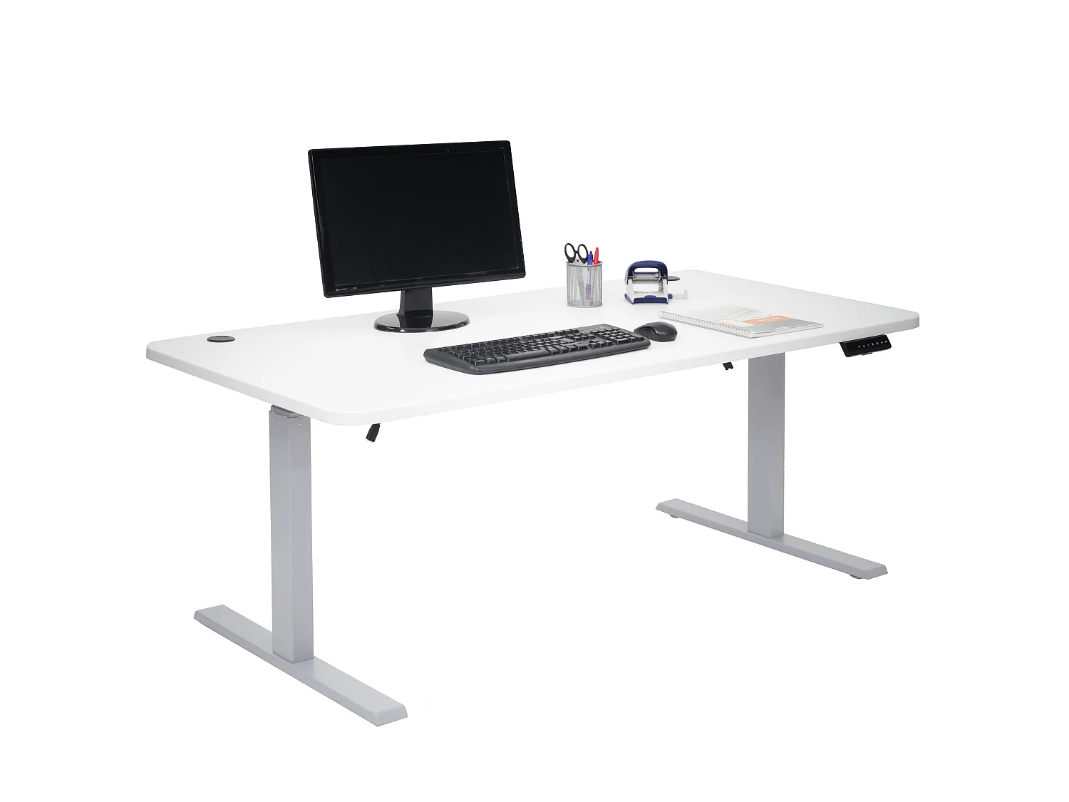 Schreibtisch MCW-D40, Weiß, grau