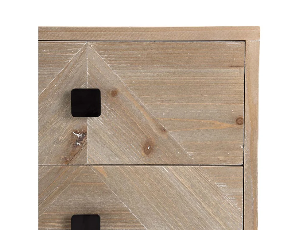 MANDY - Chevet beige scandi 2 tiroirs pieds noirs Sapin