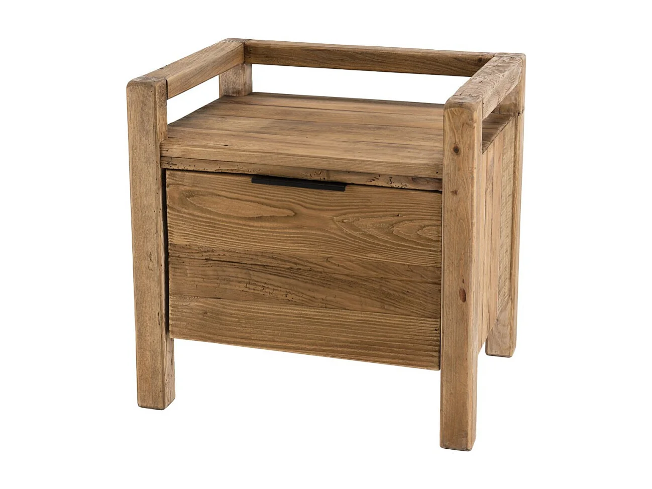 SANDY - Table de chevet marron 1 tiroir bois pin recyclé