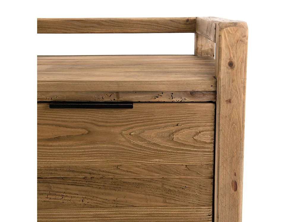 SANDY - Table de chevet marron 1 tiroir bois pin recyclé