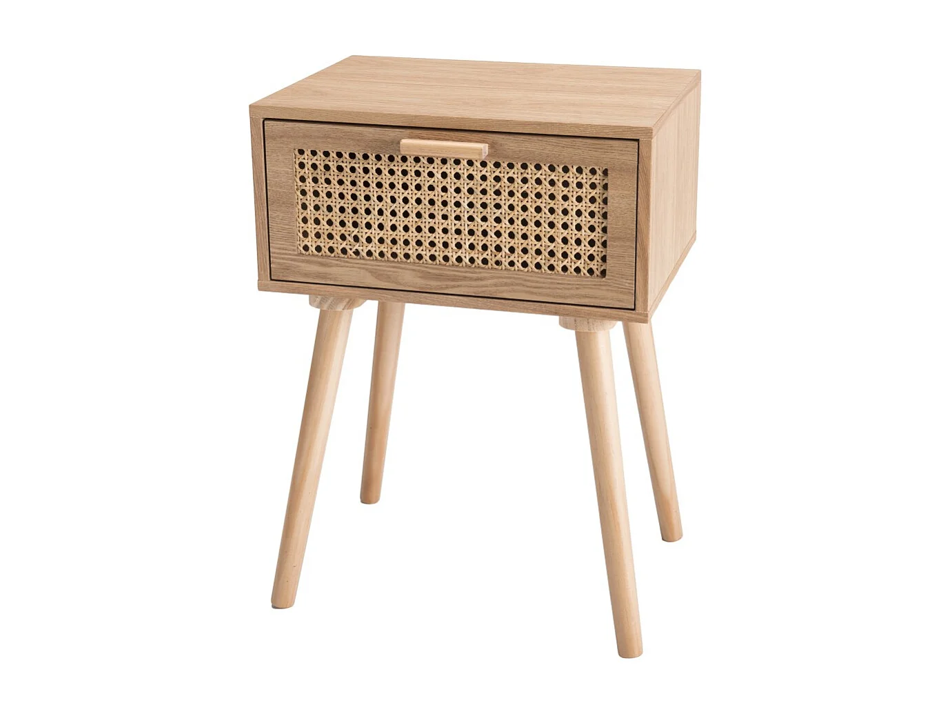 RODRIGO - Table de chevet en bois couleur naturelle 1 tiroir cannage