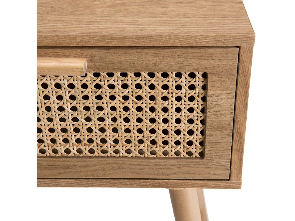 RODRIGO - Table de chevet en bois couleur naturelle 1 tiroir cannage