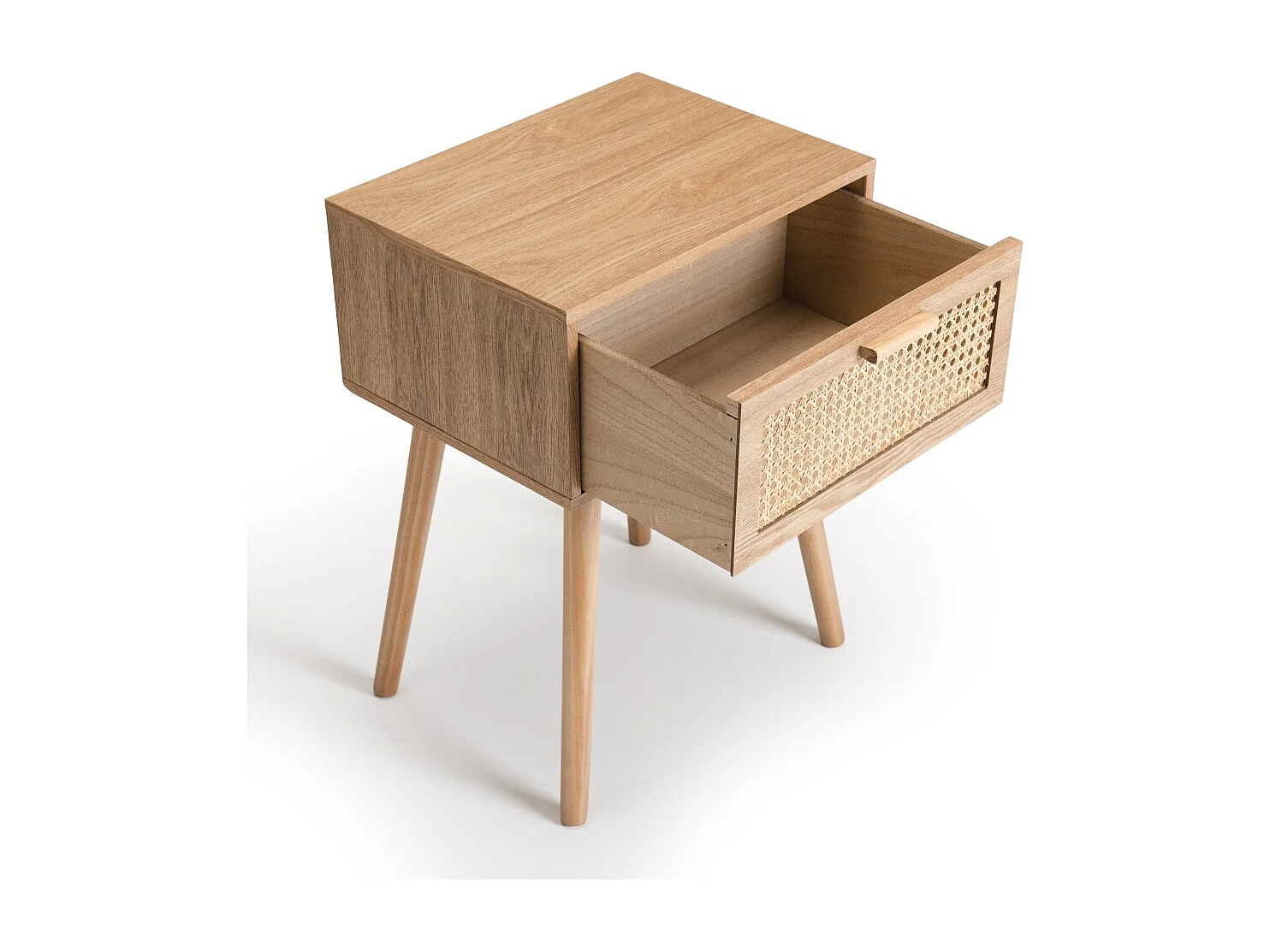 RODRIGO - Table de chevet en bois couleur naturelle 1 tiroir cannage