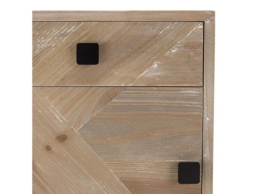 ANDRO - Chevet beige scandi 1 tiroir 1 porte pieds noirs Sapin