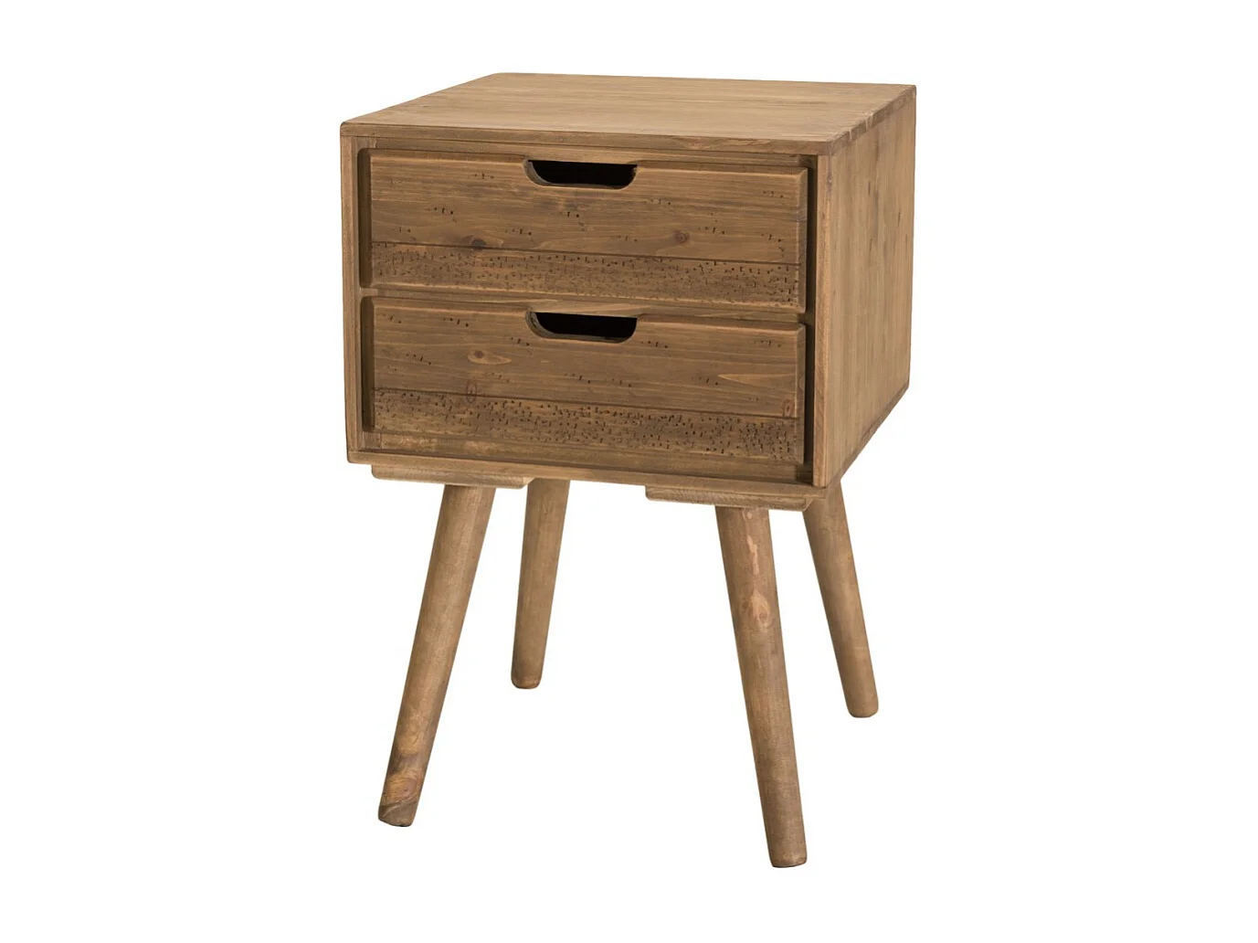 ANDY - Table de chevet scandi bois marron 2 tiroirs