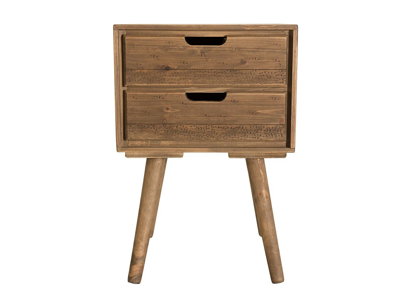 ANDY - Table de chevet scandi bois marron 2 tiroirs