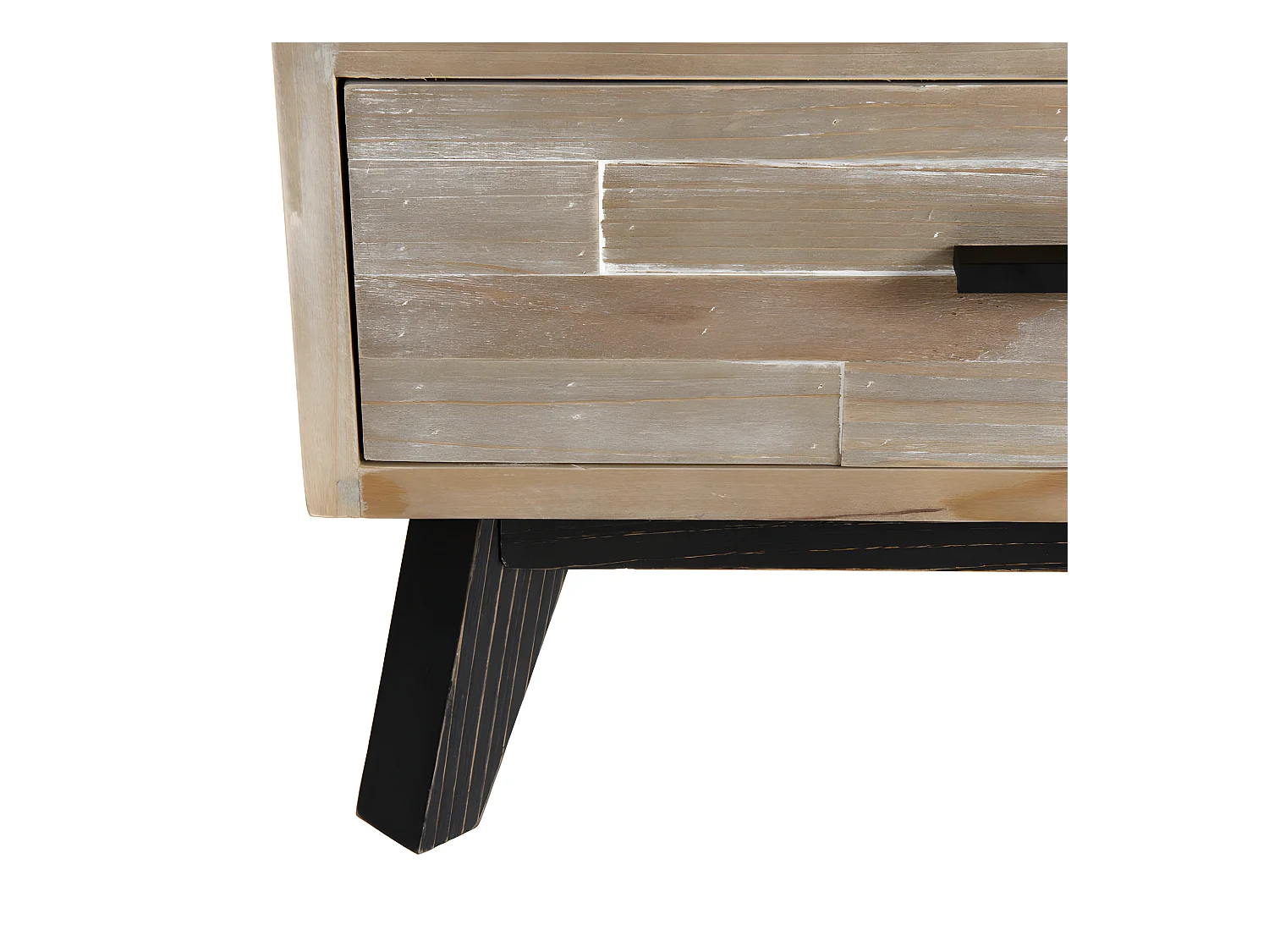 ANDRO - Chevet beige scandi 1 tiroir 1 niche pieds noirs Sapin