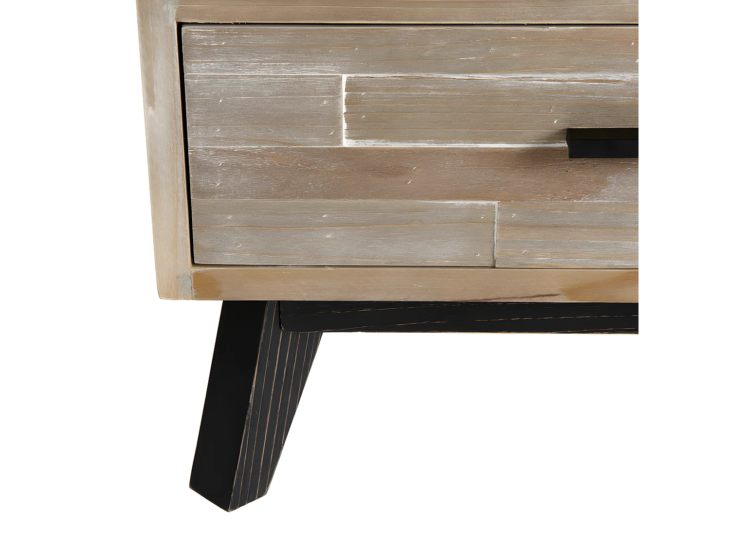 ANDRO - Chevet beige scandi 1 tiroir 1 niche pieds noirs Sapin