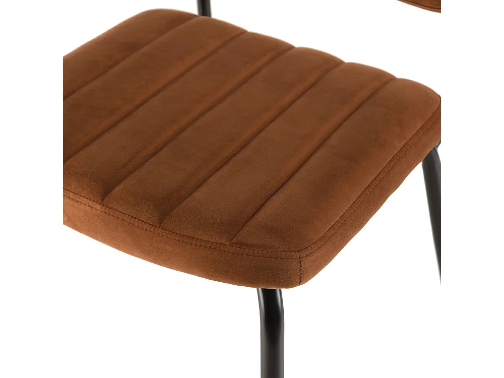 AGATHE - Chaise velours orange pieds métal noir