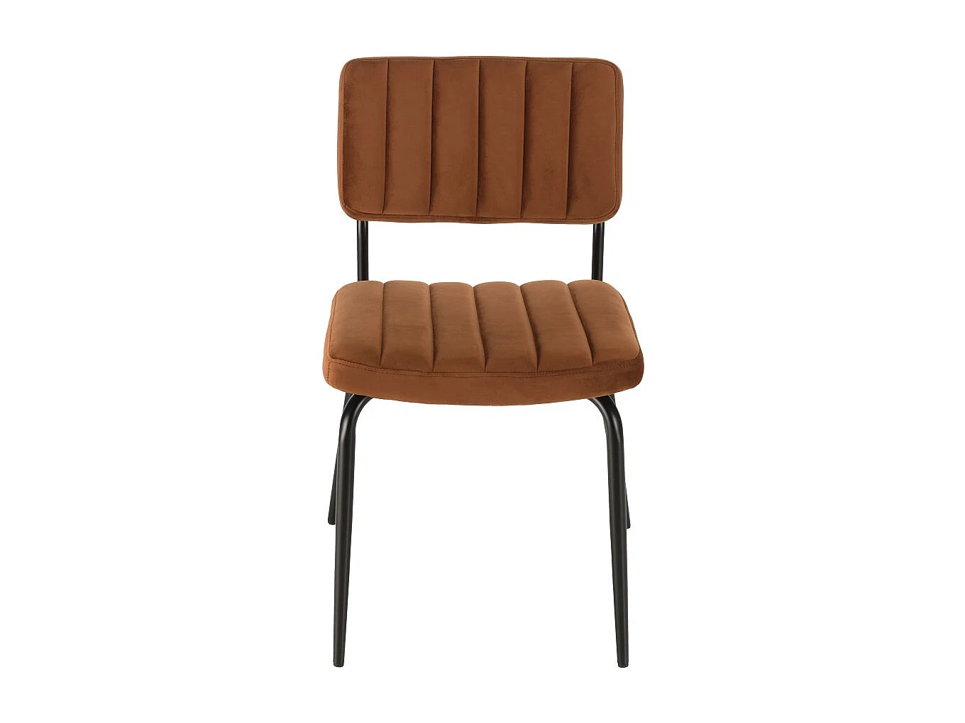 AGATHE - Chaise velours orange pieds métal noir