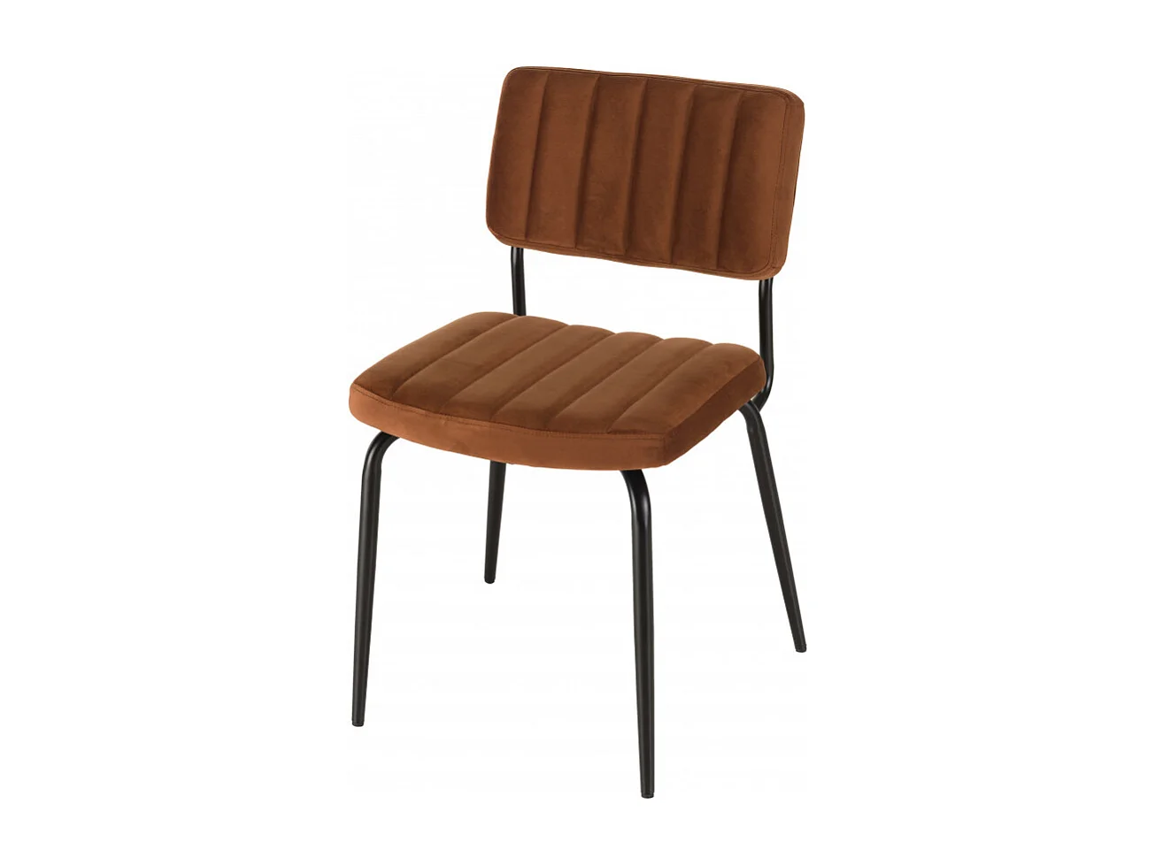 AGATHE - Chaise velours orange pieds métal noir