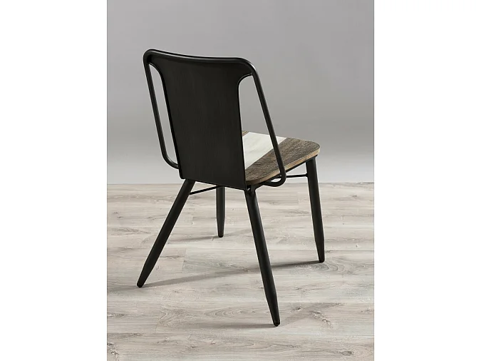 LEANDRE - Lot de 2 chaises noires acacia et acier