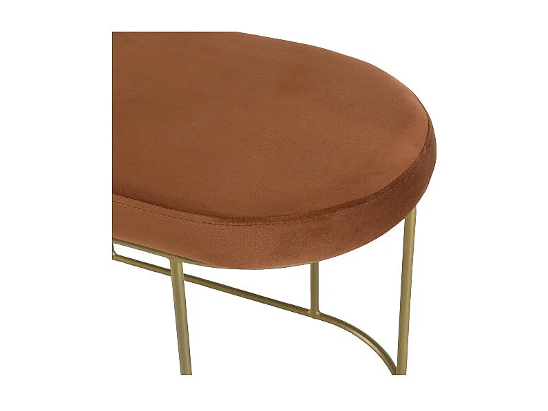 AGATHE - Banc velours orange pieds arrondis métal doré