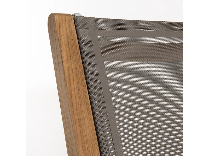 FUN - Ensemble de 2 fauteuils jardin pliants bois teck et gris