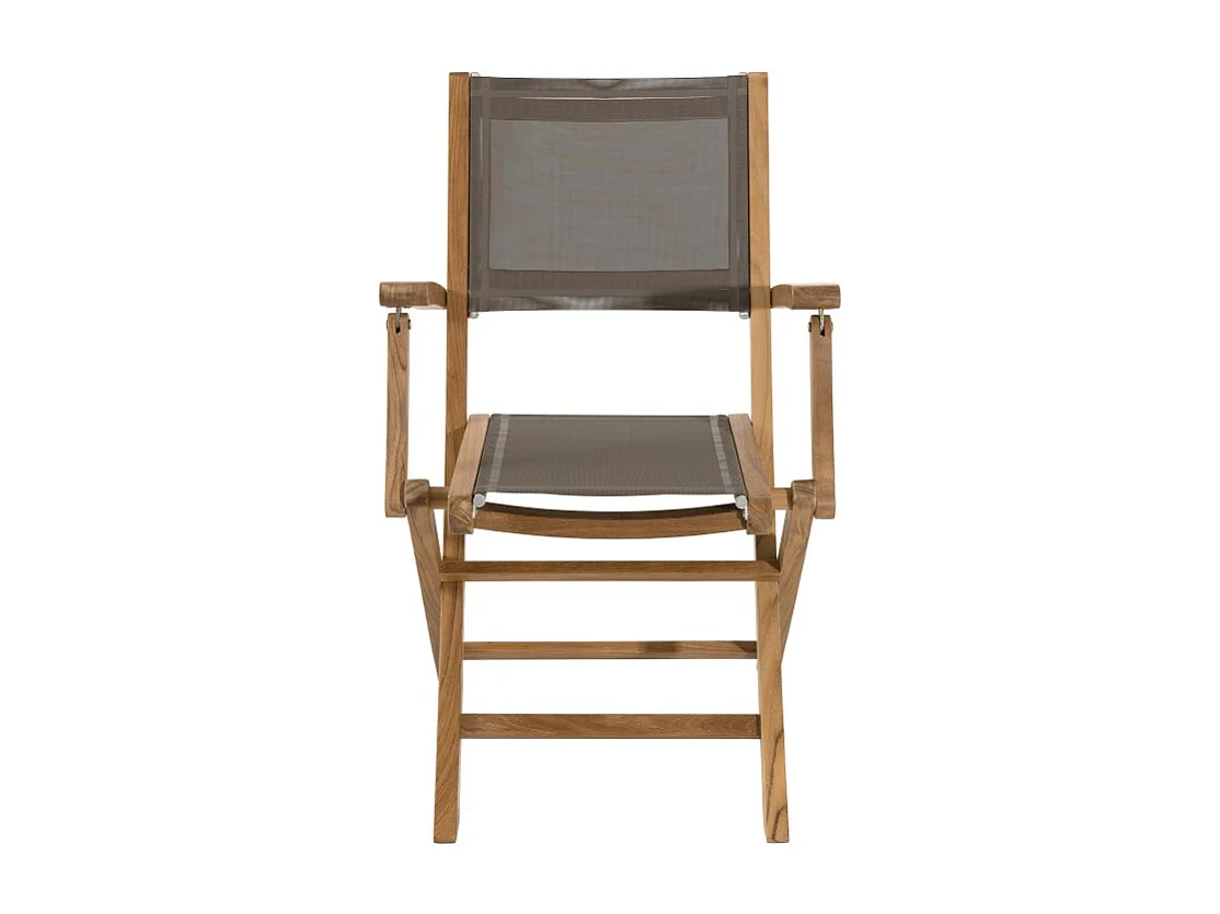FUN - Ensemble de 2 fauteuils jardin pliants bois teck et gris