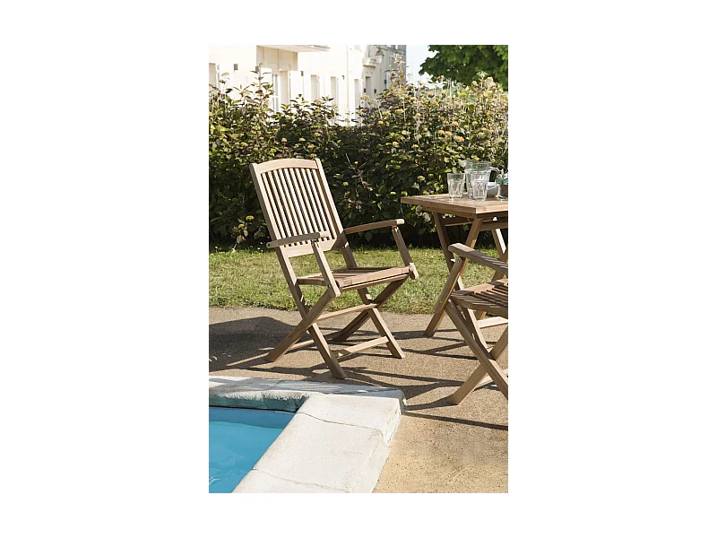 FUN - Ensemble de 2 fauteuils de jardin Lombock en bois Teck