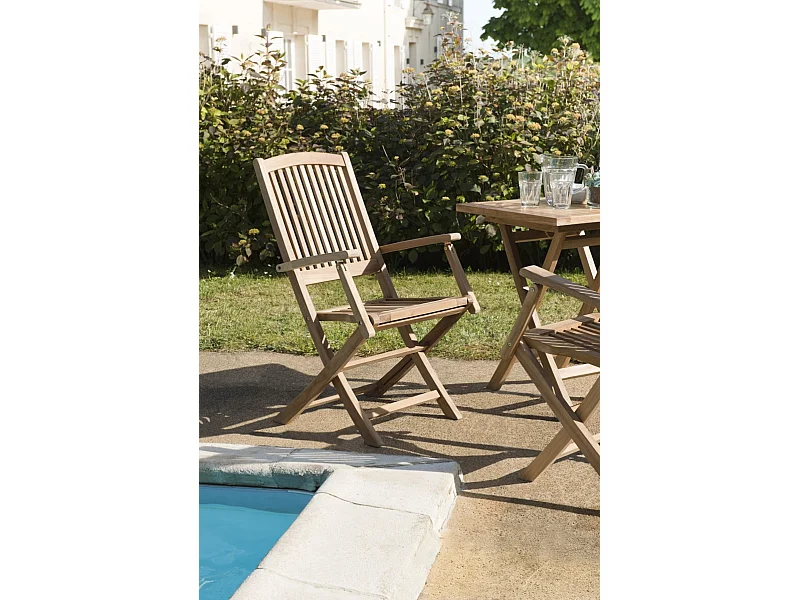 FUN - Ensemble de 2 fauteuils de jardin Lombock en bois Teck