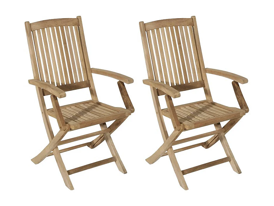FUN - Ensemble de 2 fauteuils de jardin Lombock en bois Teck