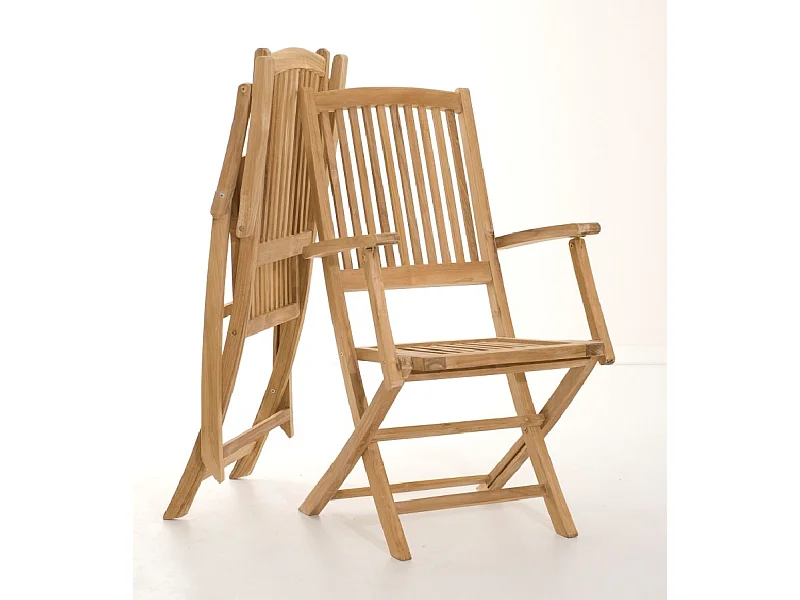 FUN - Ensemble de 2 fauteuils de jardin Lombock en bois Teck