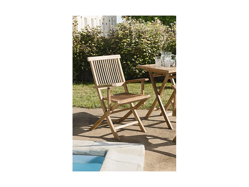 FUN - Ensemble de 2 fauteuils de jardin Java en bois Teck