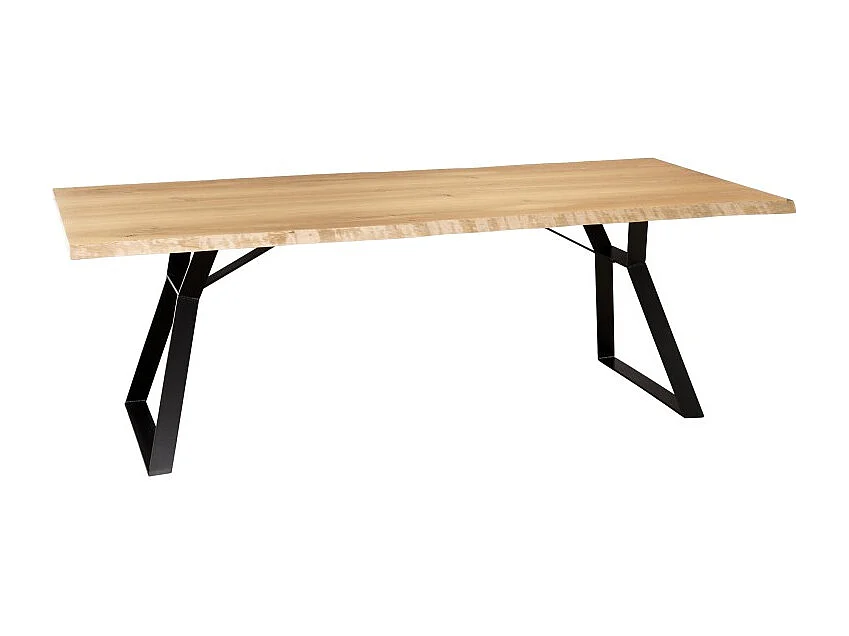 MAXENCE - Table à manger rect. 230x100cm bois chêne pieds métal noir