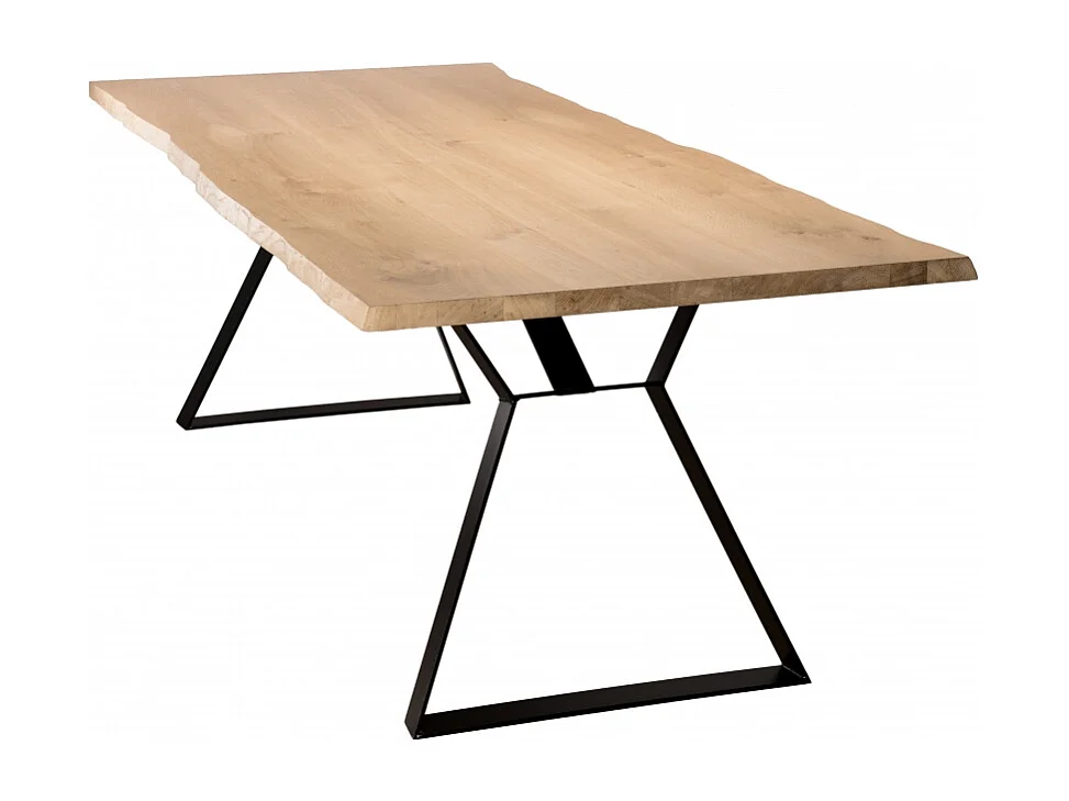 MAXENCE - Table à manger rect. 230x100cm bois chêne pieds métal noir
