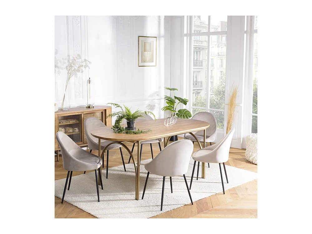 YSEULT - Table à manger ovale 6 personnes 180x90cm bois peuplier couleur naturelle