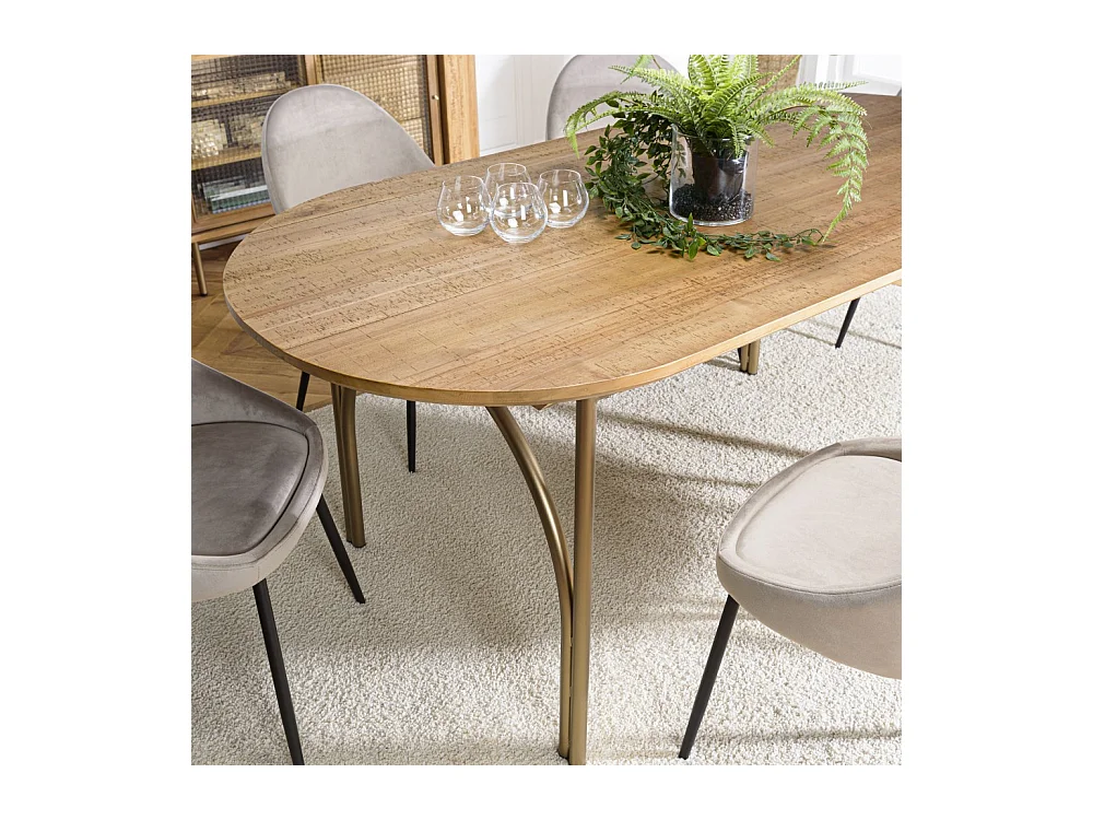 YSEULT - Table à manger ovale 6 personnes 180x90cm bois peuplier couleur naturelle