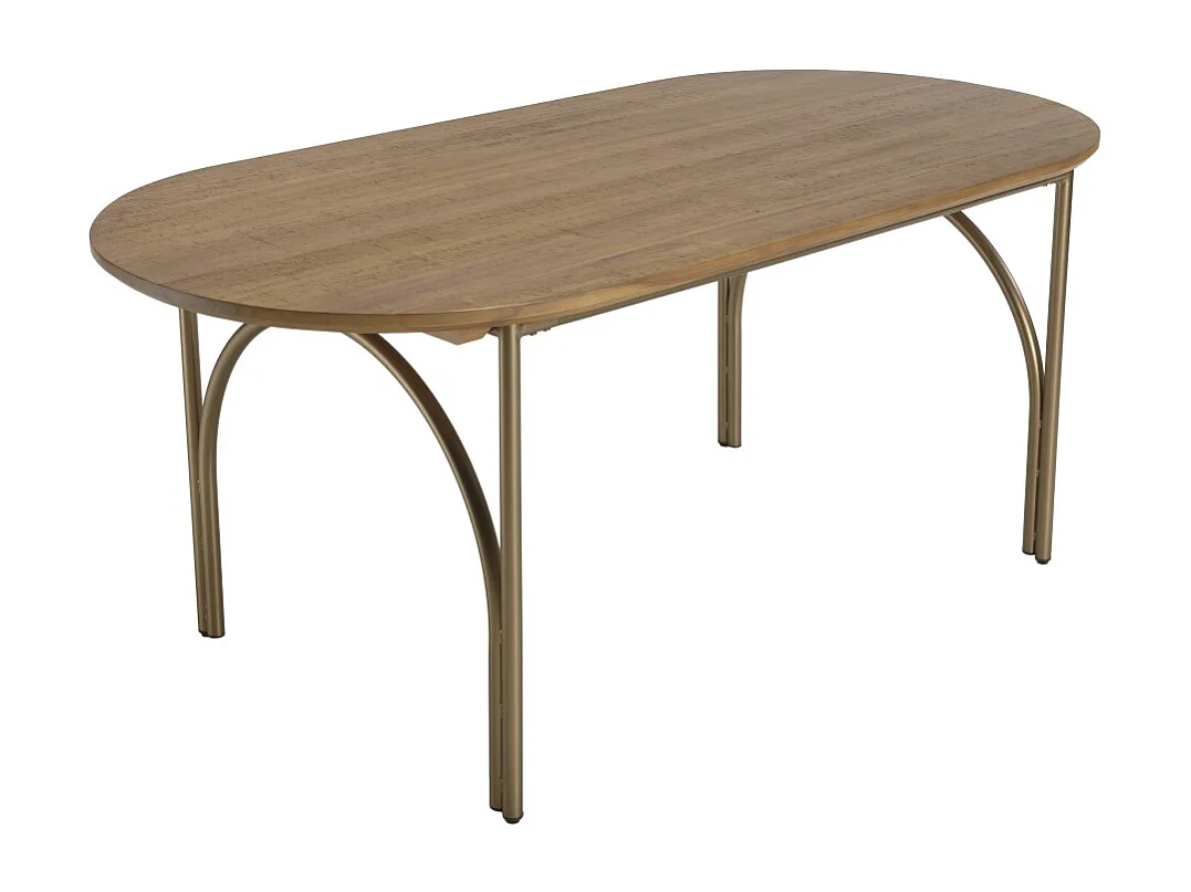 YSEULT - Table à manger ovale 6 personnes 180x90cm bois peuplier couleur naturelle