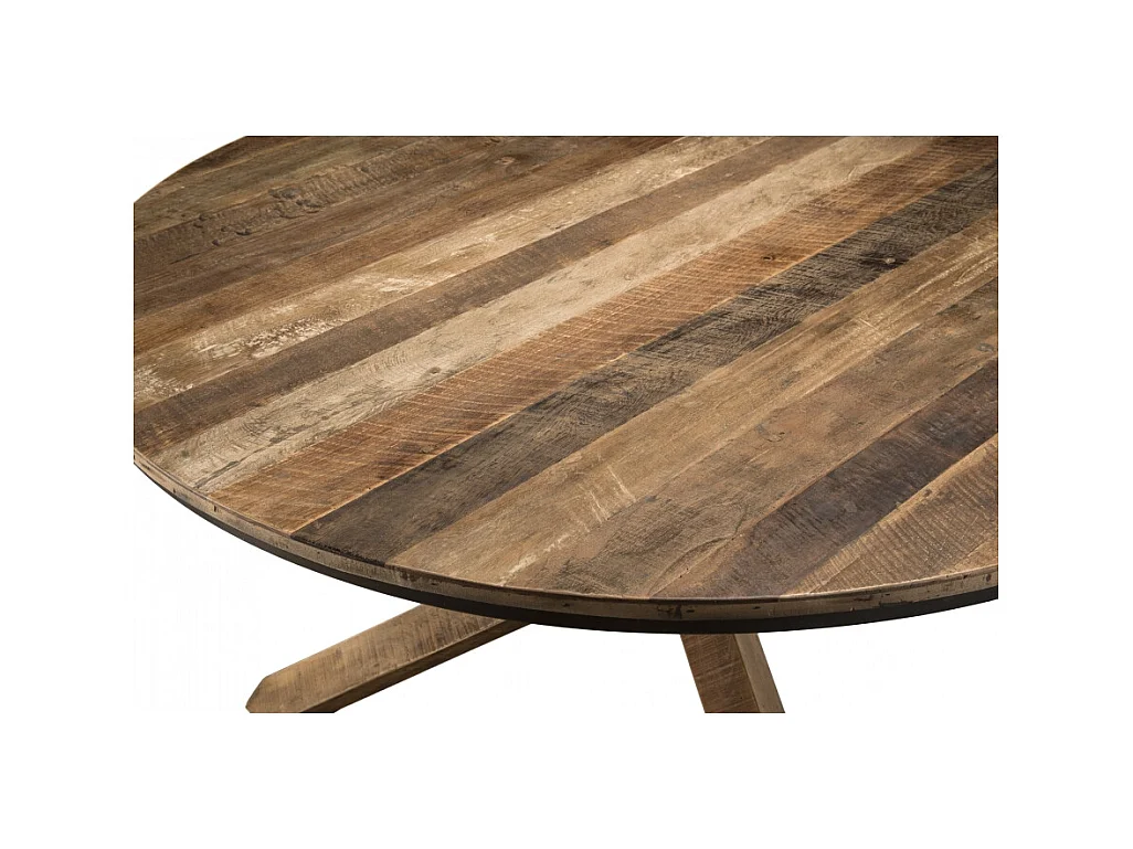SIXTINE - Table à manger 130x130cm pieds bois de Teck recyclé marron