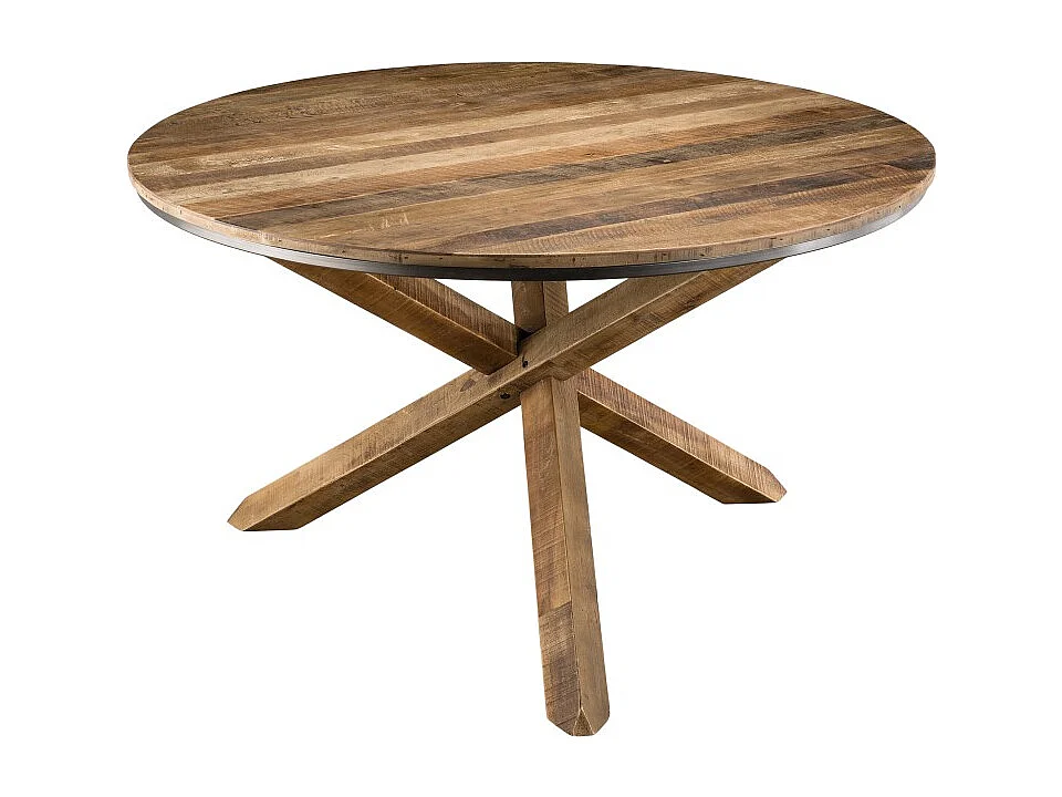SIXTINE - Table à manger 130x130cm pieds bois de Teck recyclé marron