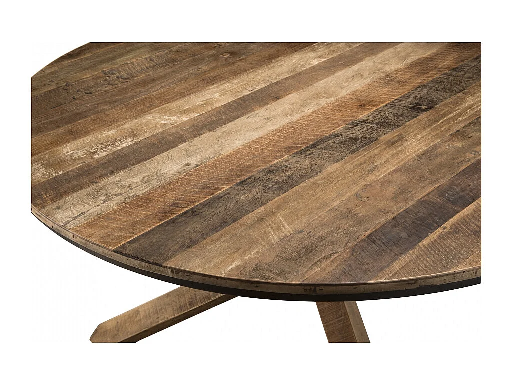 SIXTINE - Table à manger 130x130cm pieds bois de Teck recyclé marron