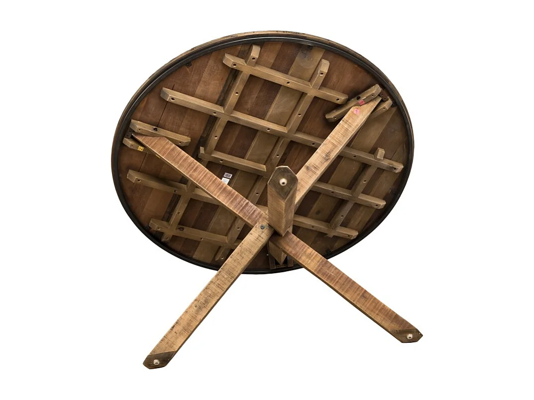 SIXTINE - Table à manger 130x130cm pieds bois de Teck recyclé marron