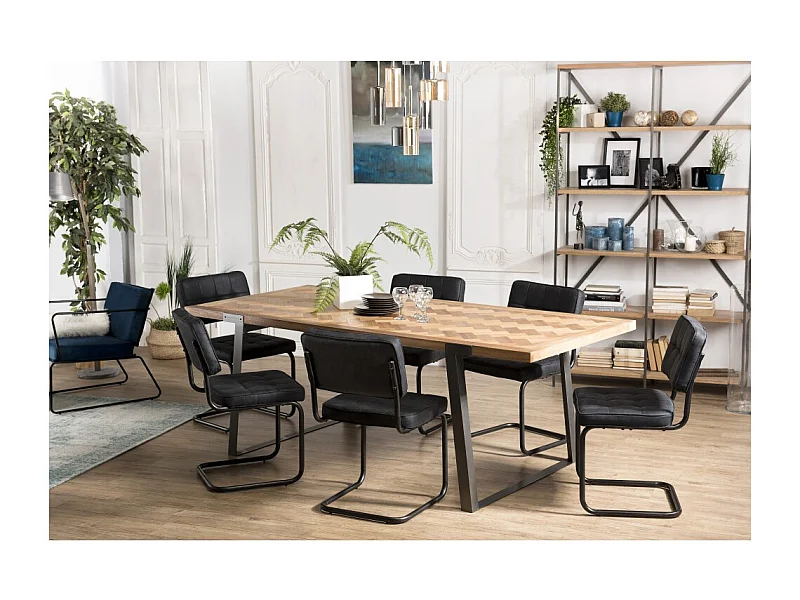 CARLA - Table à manger 220x100cm bois et métal