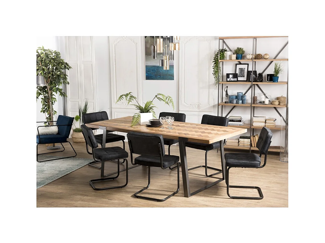 CARLA - Table à manger 220x100cm bois et métal