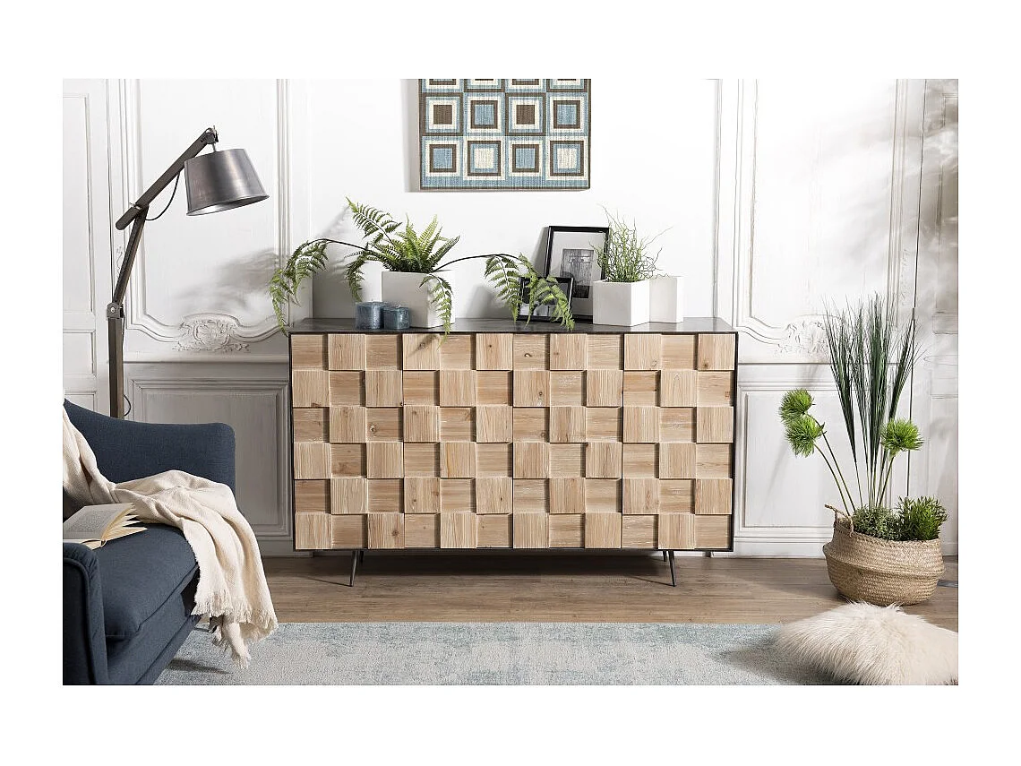 CARLA - Buffet 4 portes bois et pieds métal