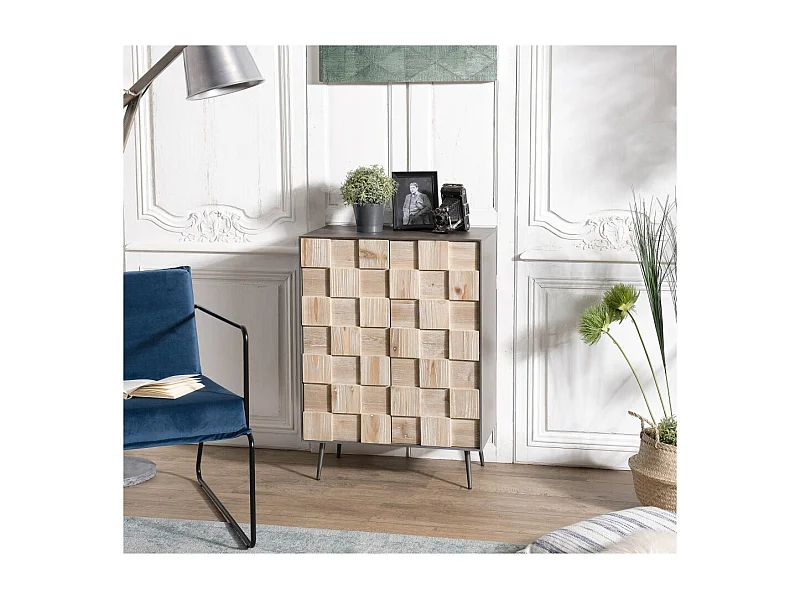 CARLA - Buffet 2 portes bois et pieds métal