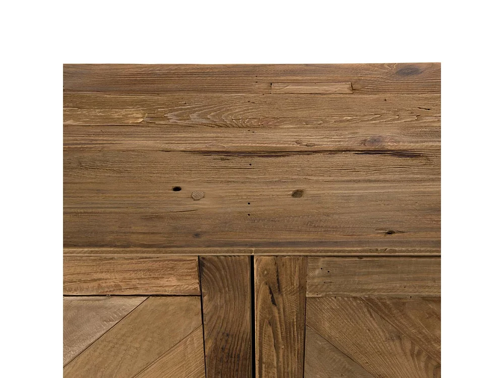 SANDY - Buffet marron 4 portes bois Pin recyclé détails graphiques