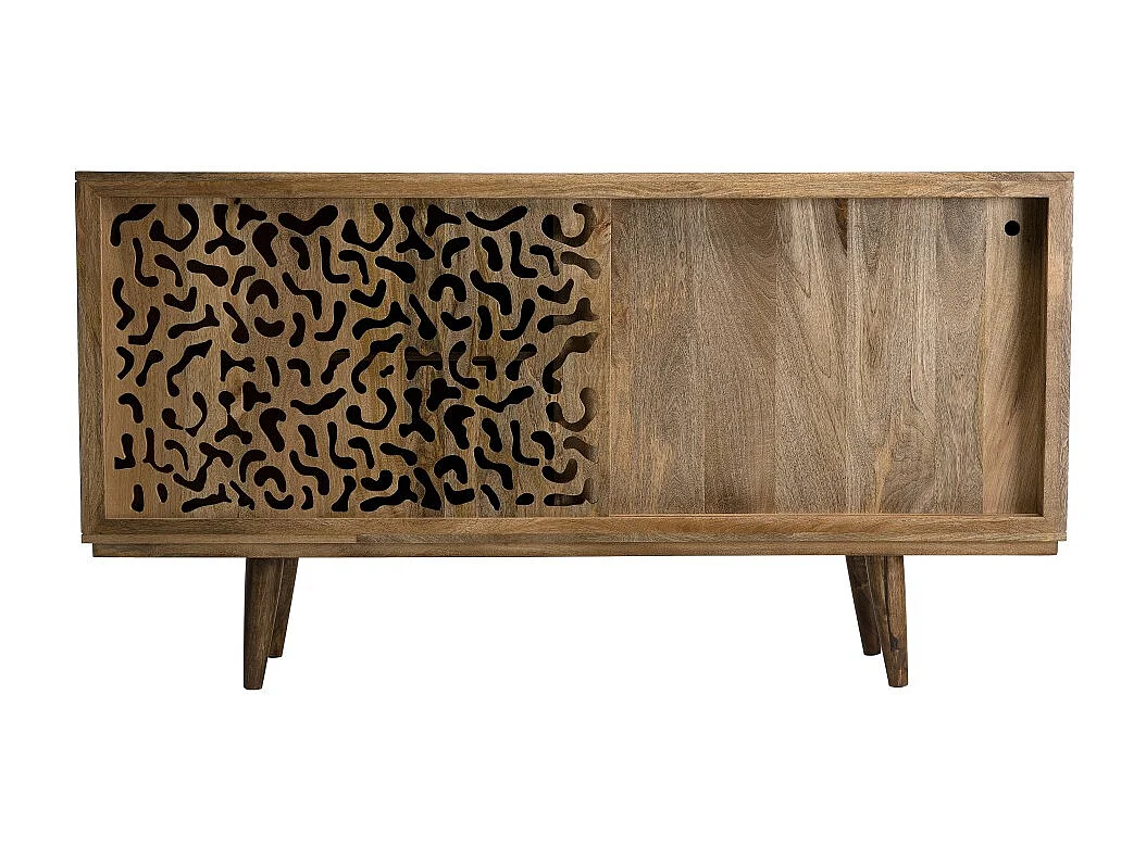 INDRA - Buffet bois Manguier 160x45cm 2 portes coulissantes 1 étagère Jaipur