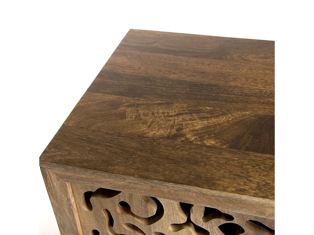 INDRA - Buffet bois Manguier 160x45cm 2 portes coulissantes 1 étagère Jaipur